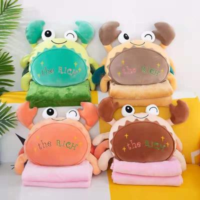 China BSCI Soft Plant Plush Blanket And Pillow Cute Animal Crab Elephant Design Blanket Pillow for sale