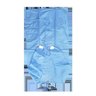 China Lowest Price Careyou Disposable Waterproof PPE Gowns Work Protection Tour Gowns Knitted Cuffs for sale