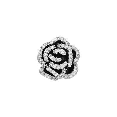 China Luxury Mini Retro Camellia Brooch for Women Micro-inlaid Zircon Collar Pin Anti-glare Buckle Rose Flower Corsage Pin for sale