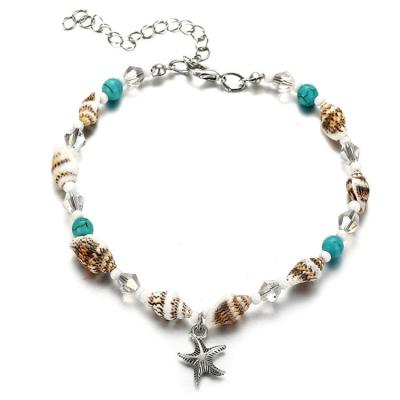 China Women Style Bead Starfish Anklet For Women Bohemian Beads Beach Anklet Wholesale for sale