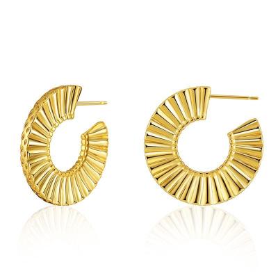 China FASHIONABLE Amazon Hot Selling European And American Area Semicircle Stripe Embossed Retro Style Stud Dangle Earrings For Women for sale