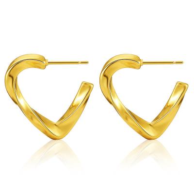 China Wholesale FASHIONABLE geometric lines creative shiny twisted flower love stud earrings for women set new design copper 18K gold earrings for sale