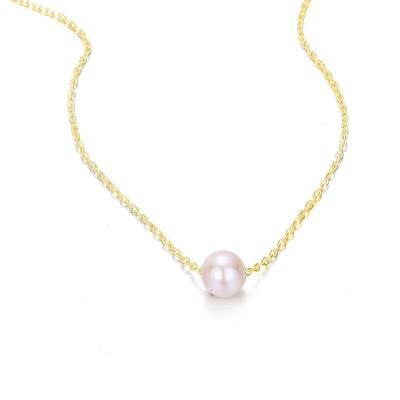 China FASHIONABLE Wholesale 316L Stainless Steel Gold Choker 6mm Pearl Necklace Thin Chain Necklaces For Women for sale