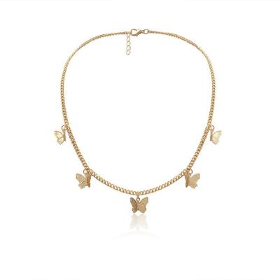 China 2021 New Design Wholesale Gold CLASSIC Necklace Animal Butterfly Necklace Silver Plated Pendent Choker For Women for sale