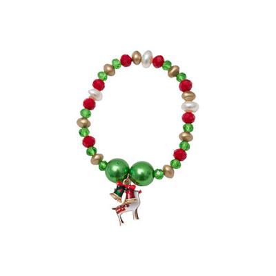 China 2021 Latest Arrival Cute Colorful Cute Christmas Santa Tree Elastic Snowflake Charms Bracelet Women Jewelry for sale