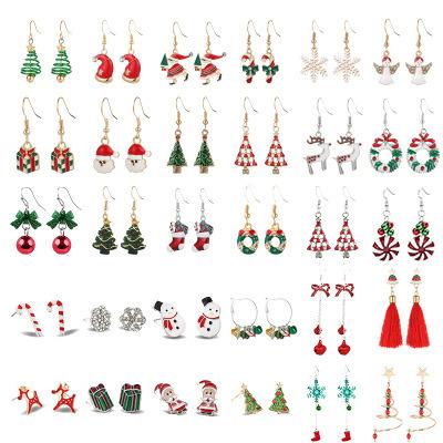 China New Arrival TRENDY Christmas Drop Dangle Earrings Santa Tree Snowflake Ball Angel Crutch Christmas Stud Earrings For Women for sale