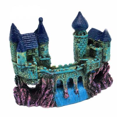 China Viable Aquariums Decoration Resin Castle Landscaping Ancient Castle Tower For Aquarium Fish Tank Escape Cave Ornaments for sale