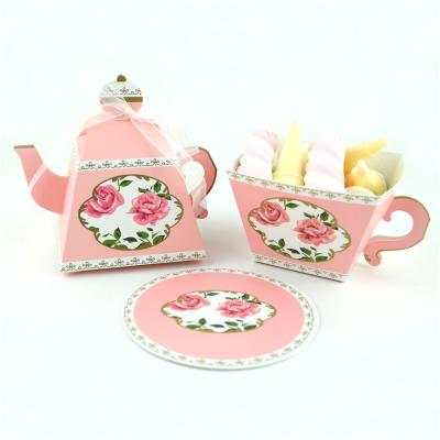 China 50pcs Vintage Teapot Tea Cup Creativity DIY Candy Box Paper Bag Wedding Favors and Gifts Recyclable Hot Birthday Party Supplies for sale