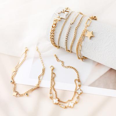 China Romantic Hengyu Original Gold Plated Stainless Steel Bracelet Wholesale Custom Fashion Waterproof Jewelry Chain Charm Bracelet for sale