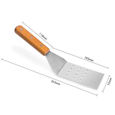 China 31X 7.5cm Viable Perforated Hamburger Turner with Rosewood Handle Griddle Grill Turner/Burger Spatula for sale