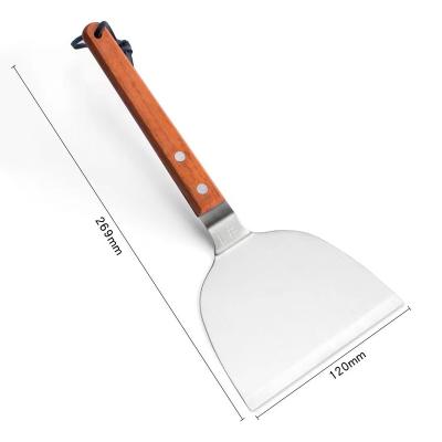 China Durable Heavy Duty 27*12cm Japanese Style Teppanyaki Shovel With Rosewood Handle Kitchen Cooking Spatula 3 Sizes for sale