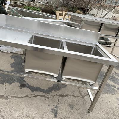 China Without Faucet Restaurant Use Rack Stainless Steel Commercial Kitchen Sink for sale