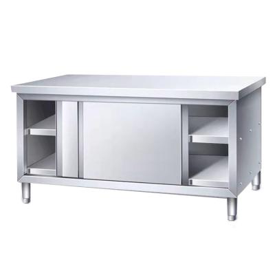 China Eco-friendly Restaurant Prep 304 Stainless Steel Commercial Kitchen Work Storage Cabinet Table for sale