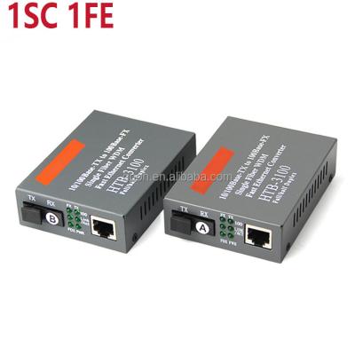 China FTTH NetLink HTB-3100 10/100M Fiber Optic Media Converter 25KM/40KM/60KM/80KM A/B Single Mode Single Fiber Photoelectric Transceiver for sale