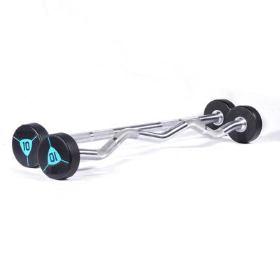 China Eco - Friendly Weightlifting Barbell Chrome Grip Fixed Rubber Barbell Set for sale