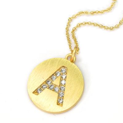 China CLASSIC Initial Necklace For Women 18K Gold Plated Tasty Zircon Initial Necklaces Round Disc A-Z Alphabet Letter Necklace for sale