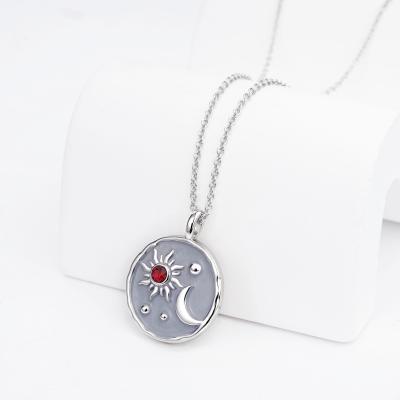 China Romantic Sun And Moon Necklace Birthstone Pendant Jewelry Silver Plated Necklace For Women for sale