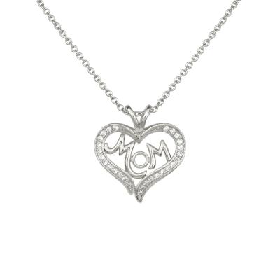 China Romantic Hollow Heart Drop MOM Letters Pendant Necklace Rose Gold Plated for sale