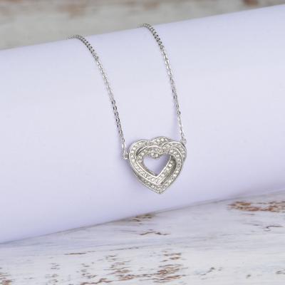 China CLASSIC Tasty Cute Zircon Double Heart Necklace Crystal Jewelry For Mothers Day for sale