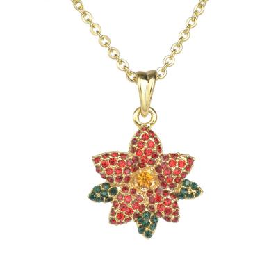 China CLASSIC Crystal Christmas Jewelry For Women Poinsettia Flower Thanksgiving Party Accessories Gift for sale