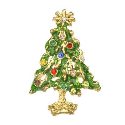 China Birthday ; Commitment; Gift ; Part ; Wedding Rhinestone Crystal Christmas Tree Brooch Pin Set For Gift for sale