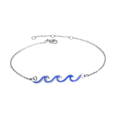 China Wholesale Custom Charm Stainless Steel Ocean Wave Ocean Wave Jewelry BOHEMIA Foot Dangle Anklet for sale