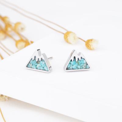 China Custom Casual/Sporty Gemstone Stud Earrings Stainless Steel Mountain Stud Earrings For Women for sale