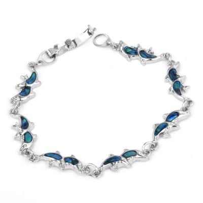 China BOHIME Customized Jewelry Opal Ocean Dolphin Adjustable Silver Plated Blue Ocean Bracelet for sale