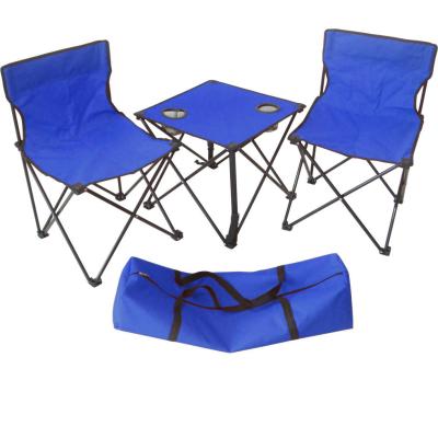 China Custom Easy Carry Outdoor Portable Camping Folding Table and Outdoor Furniture Chair Set 2 Chairs and 1 Table for sale