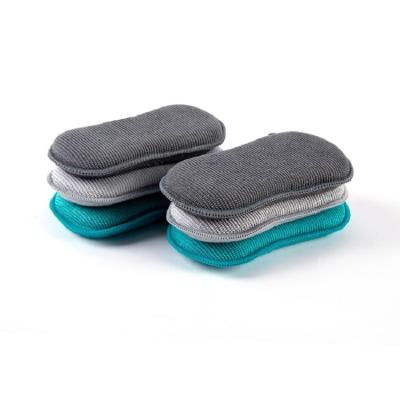 China 15*9*2cm Microfiber Dishwashing Sustainable High Quality Washing Sponge Double Sided Sponge for sale