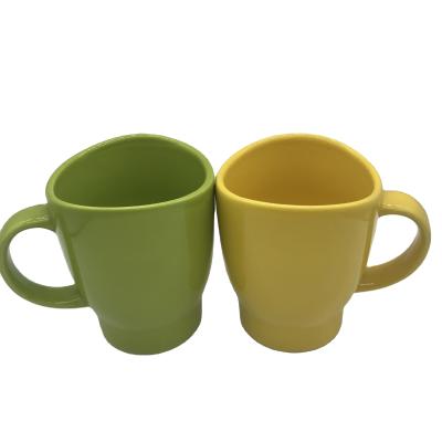 China Viable Wholesale 14oz Color Ceramic Coffee Luster Custom Reusable Portable Mug With Irregular Top for sale