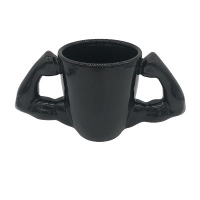 China Wholesale 9oz Sustainable Glazed Ceramic Mug Warmer Arm Mug Customizable With Logo for sale