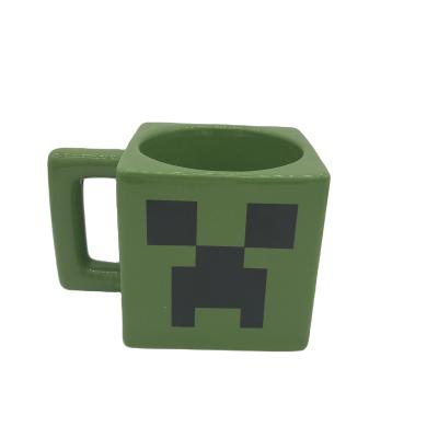 China Wholesale 8oz Viable Glazed Double Layer Cup Customizable Square-Shape Ceramic Mug Warmer With Logo for sale