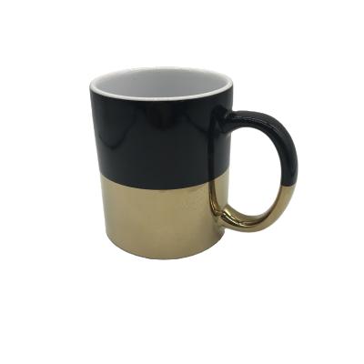 China 11oz Viable Electroplate Ceramic Coffee Mugs Sublimation Porcelain Espresso Mugs for sale