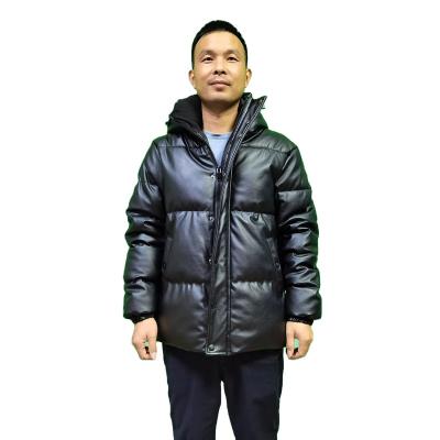 China Waterproof winter plus size mens leather jacket coats hood hot wholesales PU windproof outerwear coat for sale