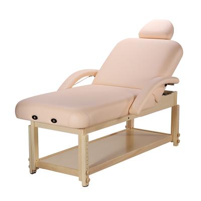 China Beautiful Appearance Beauty Salon Wooden Massage Table Cosmetology Bed Multifunctional Furniture Adult Stationery for sale