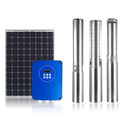 China Irrigation Solar Panel Submersible Pump With Battery 0.3hp 300w 18m Head Solar Powered Borehole Pump for sale