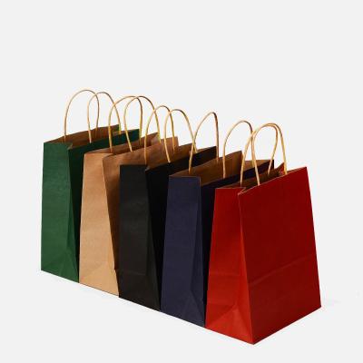 China Recyclable Custom Logo Print Wholesale Grocery White Brown Packaging Paper Gift Bag With Handle Industrial Item Outer Packaging for sale