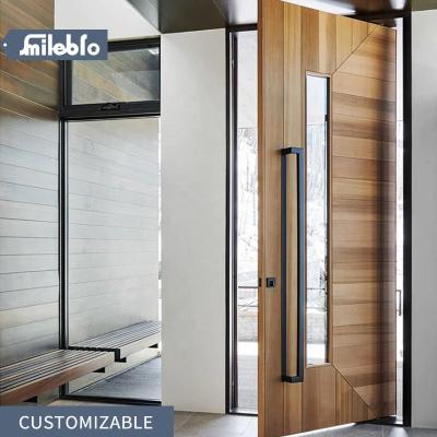 China Anti Theft Smile Bro Customized American Style Door Pivot Door Front Entry Wooden Pivot Door Exterior Wood Glass Revolving Doors for sale