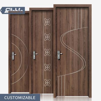 China Smile Bro WPVC waterproof doors factory Arabic wpc materials for modern brown color bathroom/bedroom doors style waterproof doors inside for sale