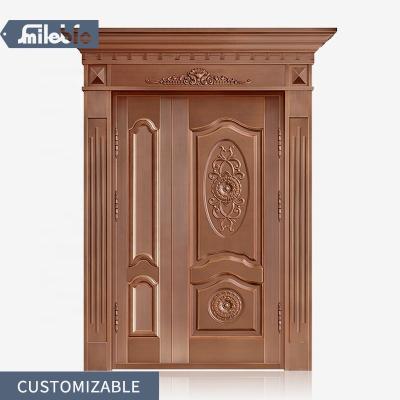 China Luxury La main copper door light double door smile bro courtyard villa entrance security door pure copper anti-theft copper door for sale