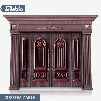 China Best design doors maker doors manufacturer bronze china bro smile copper door hard popular style custom made anti-theft base track with luxury decorate for sale