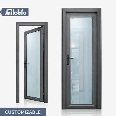 China Hot Sell Smile Bro China Factory Waterproof Aluminum Profile Wc Frosted Glass Doors Bathroom Door Waterproof Toilet Casement Aluminum Doors for sale