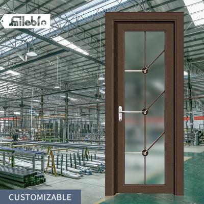 China Foshan factory sale low price toilet door teak color glass aluminum swing waterproof smile bro hold good project price doors for sale