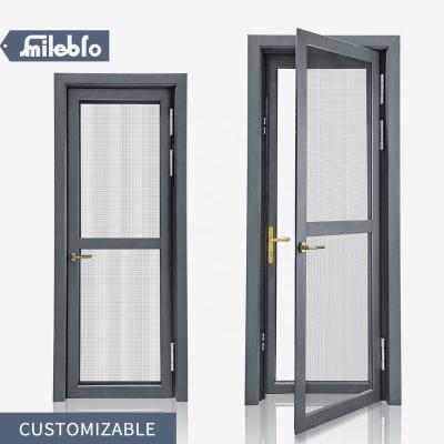 China Bro Canton Factory Sale Factory Sale Waterproof Aluminum Toilet Glass Swing Doors Aluminum Front Doors Smile Back Doors Gray Opening Home Store for sale