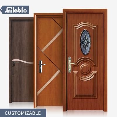 China Sound Insulation Smile Bro Porcelain Style Modern Wood Door Modern Wooden Door Top Design HDF Materials Factory Customized Glass Use For Hotel/Apartment/House for sale