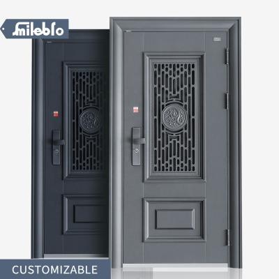 China doosr steel outer door size 3F*7F 4F*7F 5F*7F bro customized waterproof security copper doors simple smile style with smart lock for home for sale