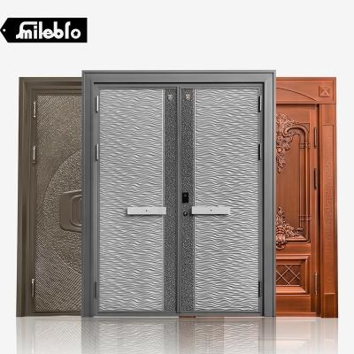 China High quality Bulletproof Bulletproof Factory Made Simple Style Bro Smile Copper Double Doors Double Doors Security Use For Villa House Door for sale