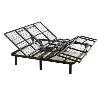 China Adjustable (other) China Guangdong Factory Metal Double Folding Bed Frame Bedstead King Size Bedstead With Tall Headboard for sale