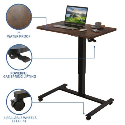 China Easy Installation Customized Mobile Gas-Spring Height Adjustable Sit to Stand Desk With Lockable Wheels Rolling Hospital Table Desk for Patient for sale